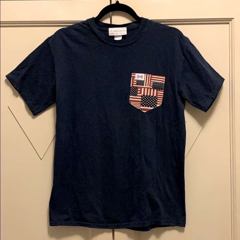 Fraternity Collection navy tee w/ Americana pocket